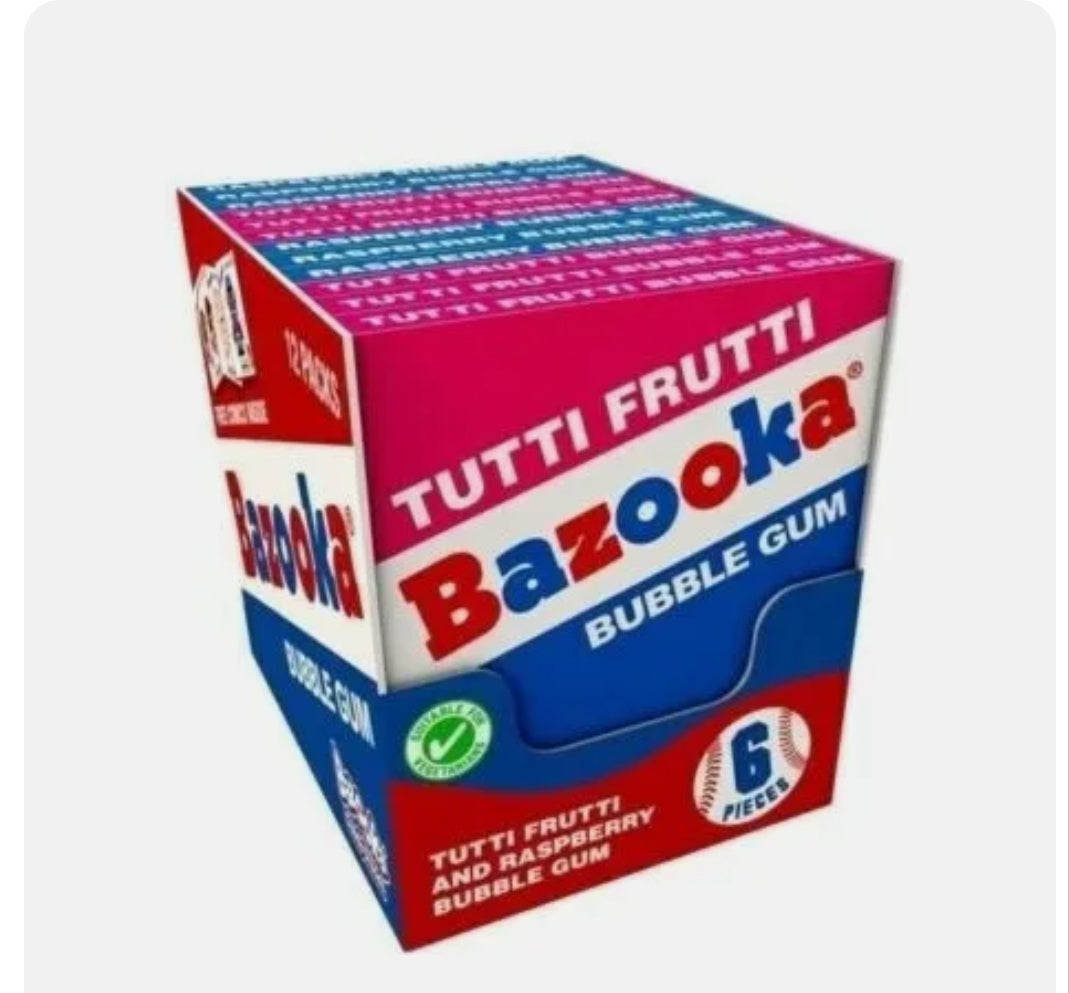 Bazooka bubble gum Tutti frutti/Framboise (6 pièces)