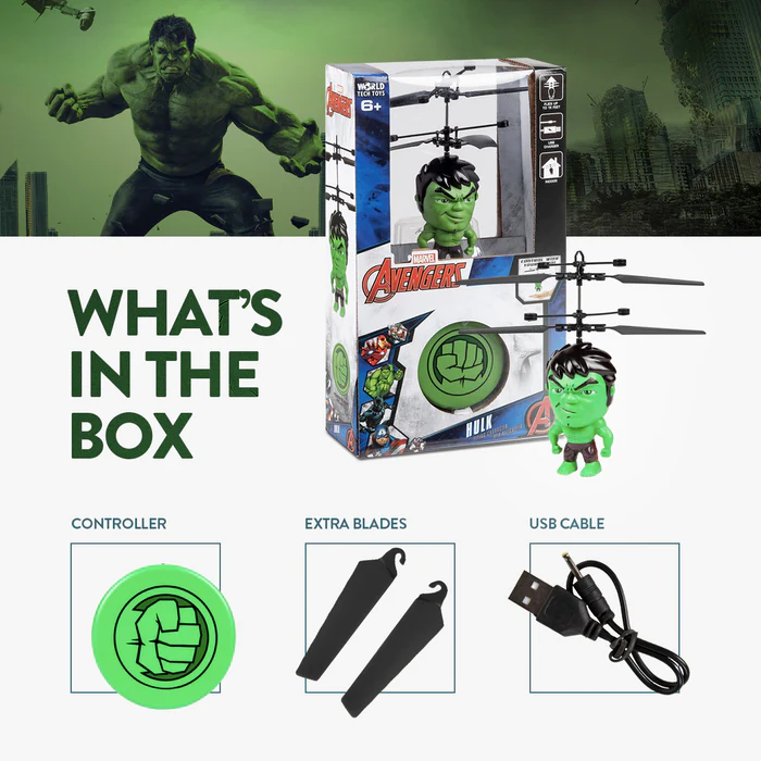 Hulk sous licence Marvel 3,5 pouces Flying Figure IR UFO Big Head Hélicoptère