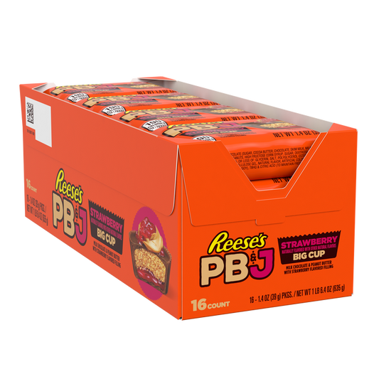 REESE'S Big Cup PB&J Strawberry Milk Chocolate Peanut Butter Cups Candy Packs