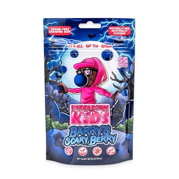 Bubblegum Kids Sugar Free Chewing Gum Barry's Scary Berry