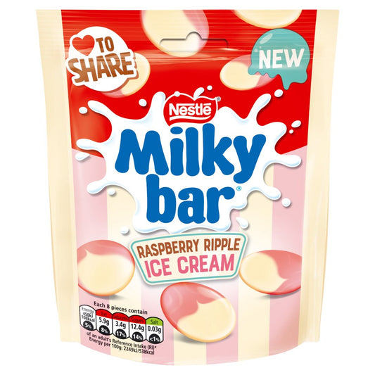 Milkybar Buttons White Chocolate Raspberry Ripple Ice Cream