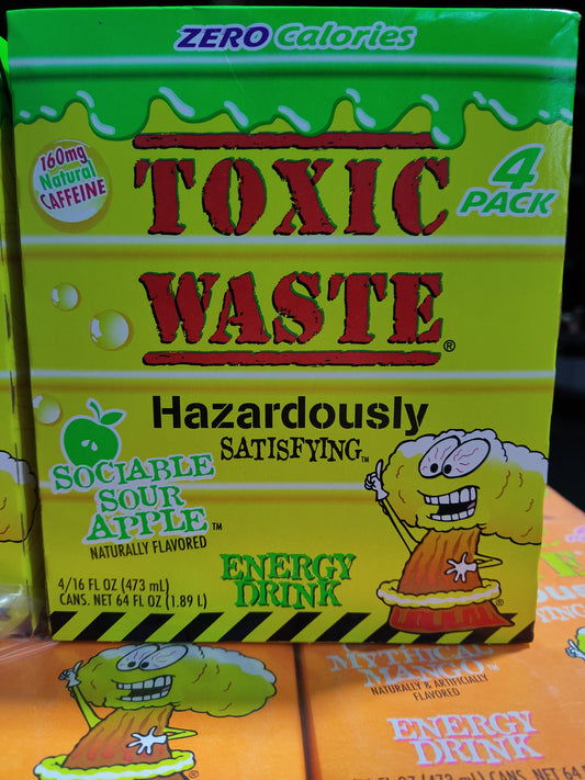 Toxic Waste Sociable Sour Apple Energy Drink (Pack of 4)