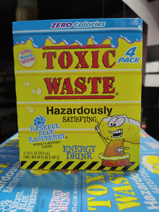 Toxic Waste Baneful Blue Raspberry Energy Drink (Pack of 4)