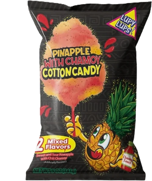 Lupy Lups! Cotton Candy Sour Pineapple with Chili Chamoy