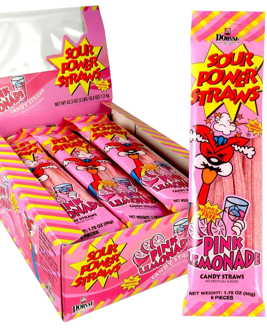 Sour Power Straws Pink Lemonade