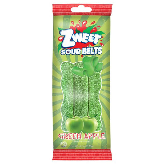 ZWEET GREEN APPLE SOUR BELTS, 128G