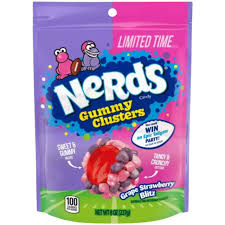 Nerds Gummy Clusters Stand Up Bag Grape Straw