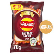 Walkers Sausage Sarnie with Heinz Tomato Ketchup Sharing Bag Crisps