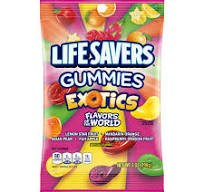 LIFESAVERS EXOTICS GUMMIES 7 OZ PEG BAG