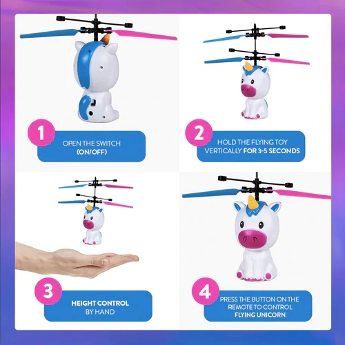 Unicorn 3.5 Inch Flying Figure UFO Big Head Helicopter