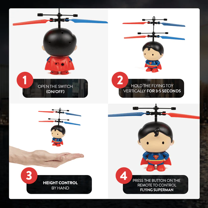 DC Licensed Superman 3.5 Inch Flying Figure UFO Big Head Helicopter