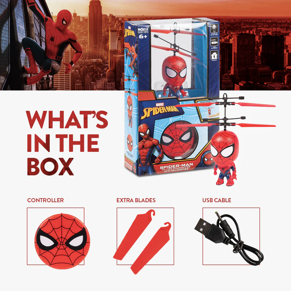 Marvel sous licence Spider-Man 3,5 pouces Flying Figure IR UFO Big Head Hélicoptère 