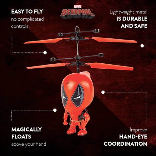 Marvel Licensed Deadpool 3.5 Inch Flying Figure IR UFO Big Head Helicopter