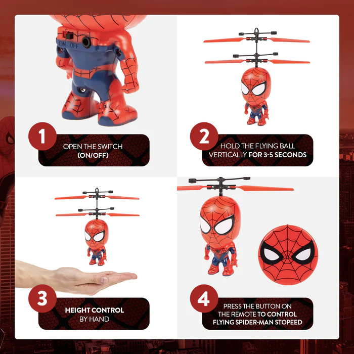 Marvel sous licence Spider-Man 3,5 pouces Flying Figure IR UFO Big Head Hélicoptère 