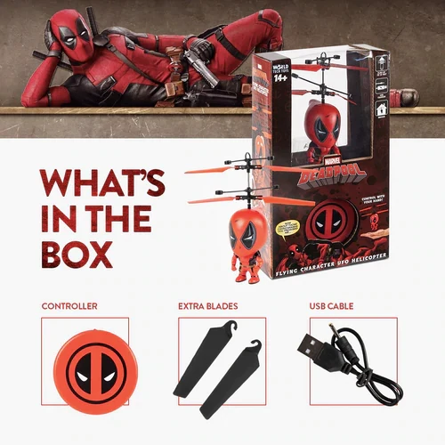 Marvel sous licence Deadpool 3,5 pouces Flying Figure IR UFO Big Head Hélicoptère 