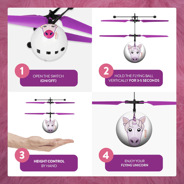 Unicorn Emoji IR UFO Ball Helicopter