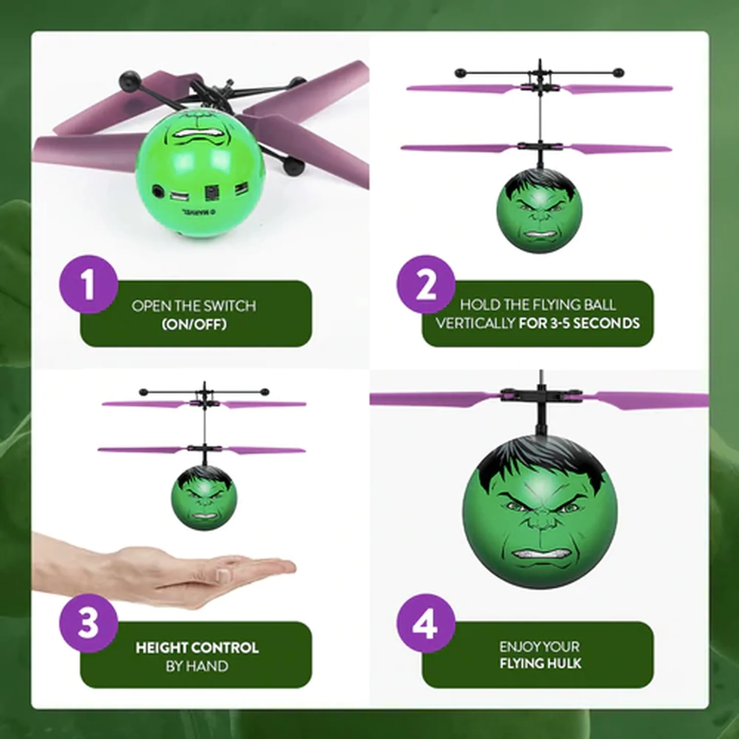 Marvel Licensed Avengers Hulk IR UFO Heli Ball