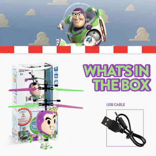 Disney Pixar Licensed Toy Story Buzz Lightyear Big Head Flying IR UFO Motion Sensing Helicopter