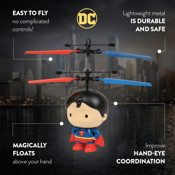 DC Licensed Superman 3.5 Inch Flying Figure UFO Big Head Helicopter