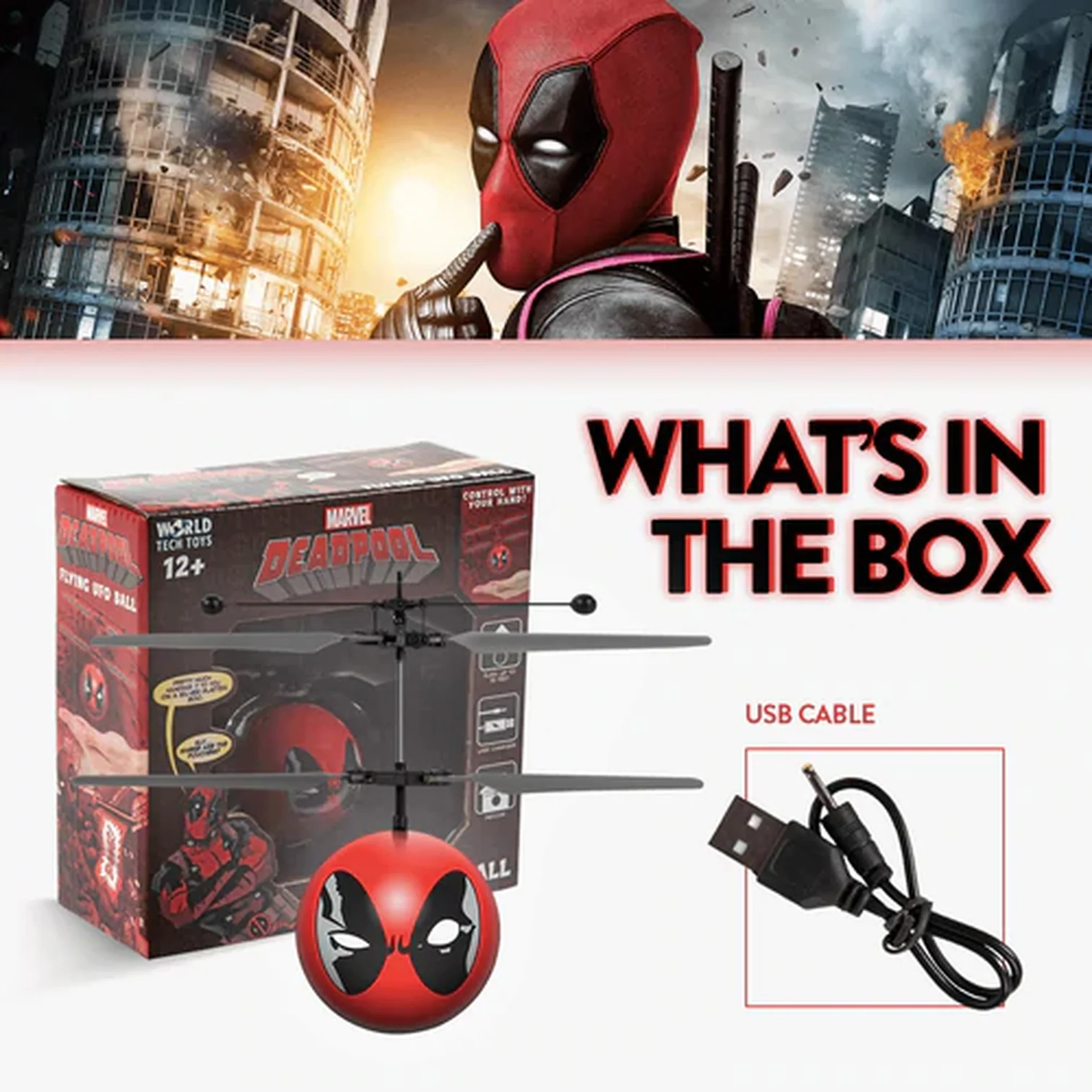 Marvel Licensed Deadpool IR UFO Heli Ball