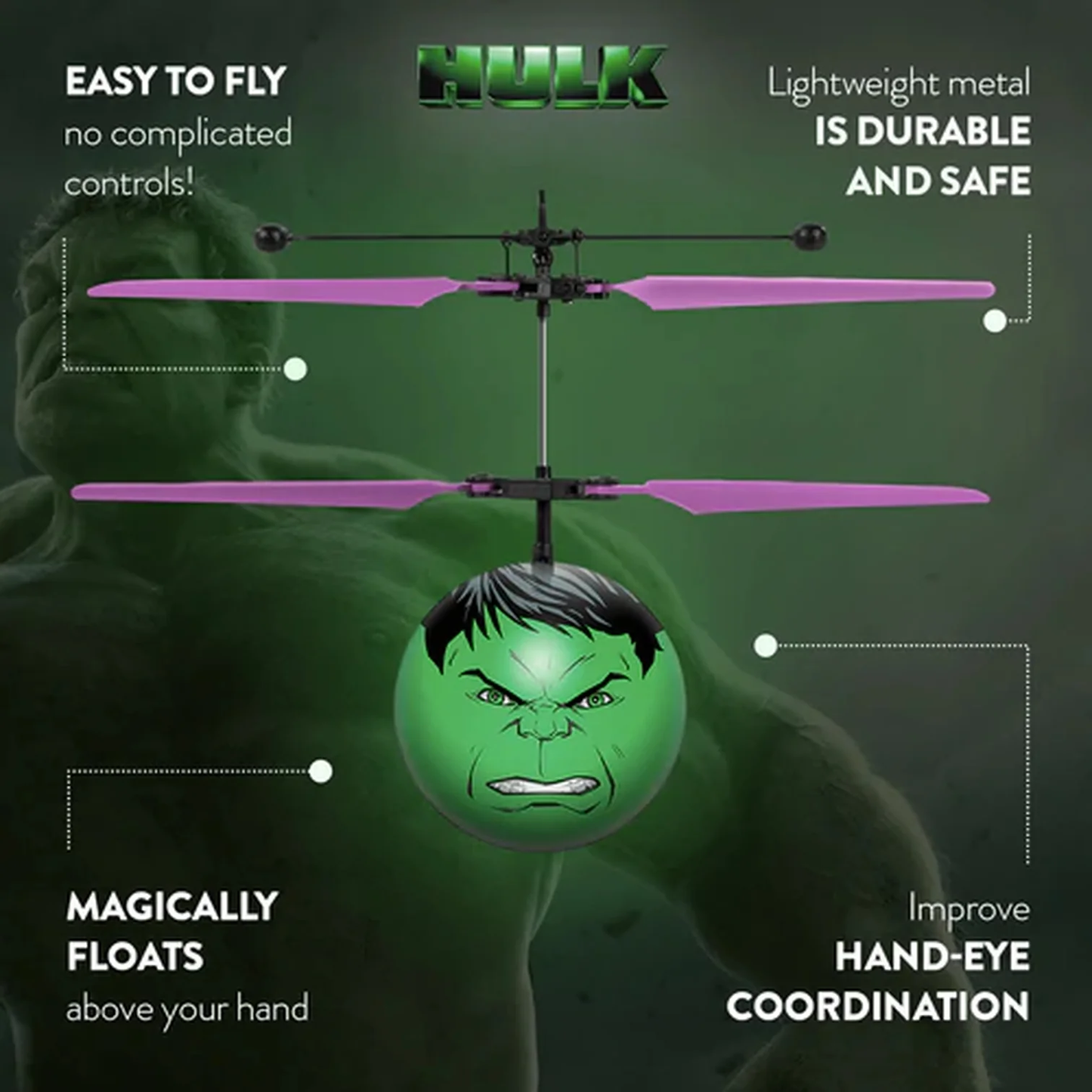 Marvel Licensed Avengers Hulk IR UFO Heli Ball