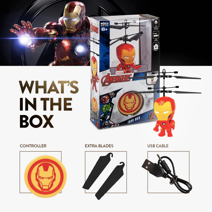 Marvel Licensed Iron Man 3.5 Inch Flying Figure IR UFO Big Head Helicopter