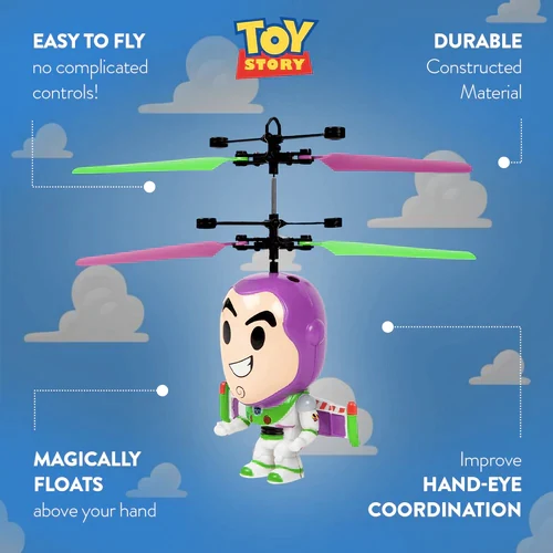 Disney Pixar Licensed Toy Story Buzz Lightyear Big Head Flying IR UFO Motion Sensing Helicopter