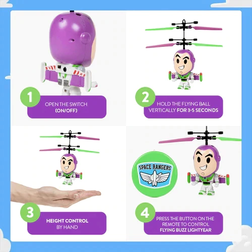 Disney Pixar Licensed Toy Story Buzz Lightyear Big Head Flying IR UFO Motion Sensing Helicopter