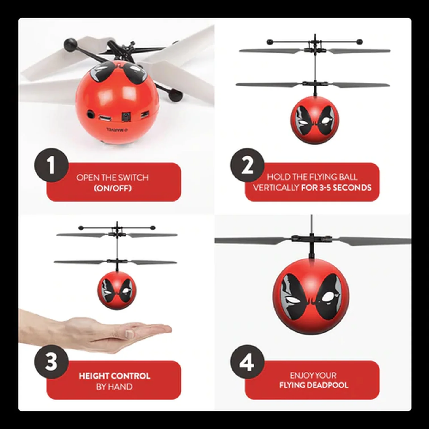 Marvel Licensed Deadpool IR UFO Heli Ball